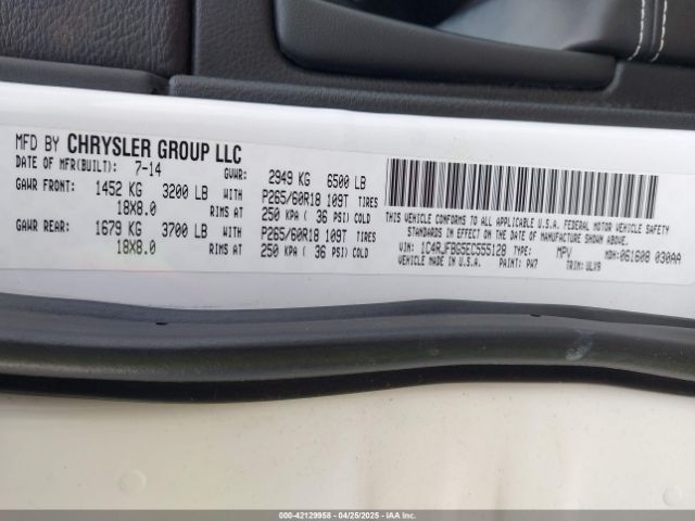 1C4RJFBG5EC555128 Jeep Grand Cherokee Limited