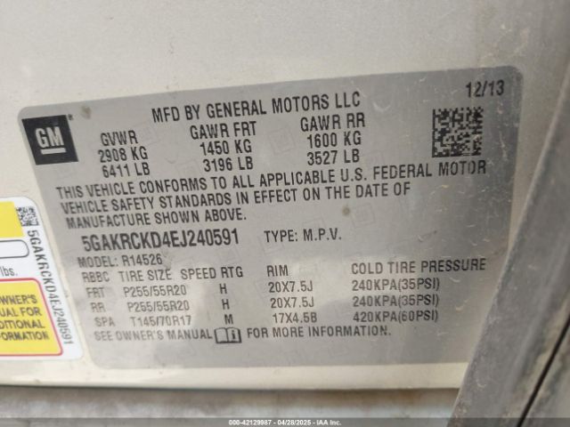 5GAKRCKD4EJ240591 Buick Enclave Premium