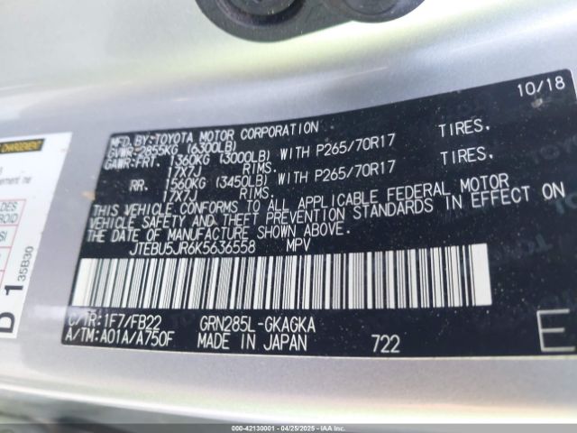 JTEBU5JR6K5636558 Toyota 4RUNNER SR5