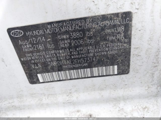 5NPDH4AE2FH573747 Hyundai ELANTRA SE