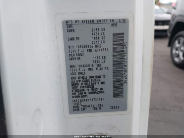 3N6CM0KN9FK721491 Nissan NV200 SV