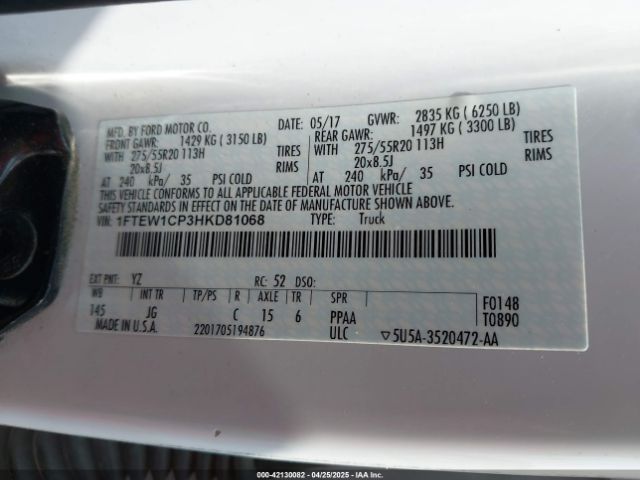 1FTEW1CP3HKD81068 Ford F-150 Xl