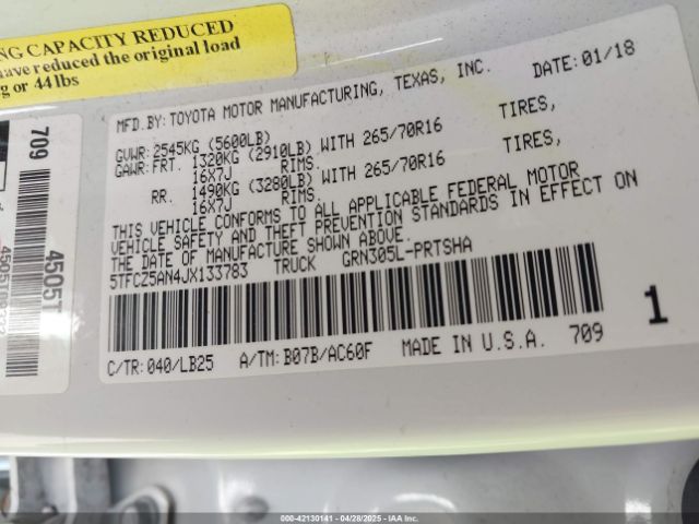 5TFCZ5AN4JX133783 Toyota Tacoma Trd Pro