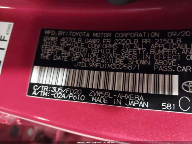 JTDL9MFU1M3025871 Toyota Prius Le Awd-e