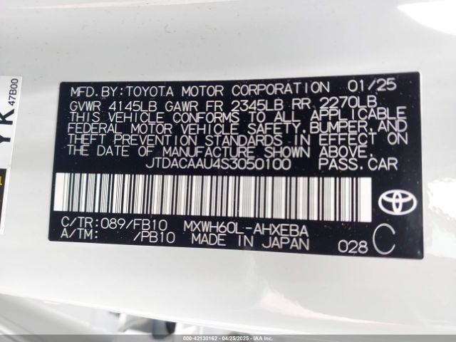 JTDACAAU4S3050100 Toyota m20a-fxs