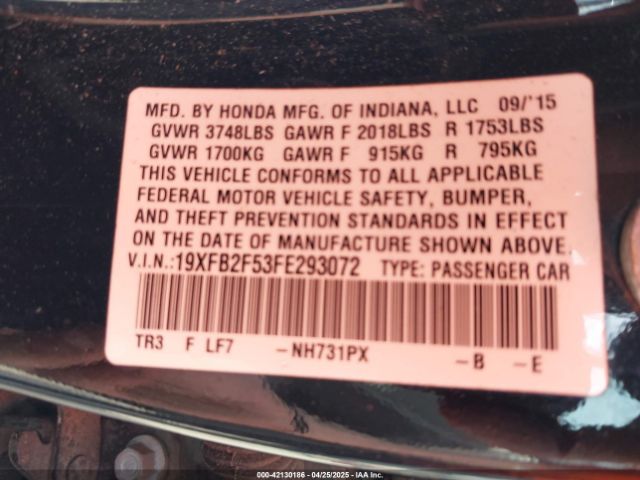 19XFB2F53FE293072 Honda Civic Lx