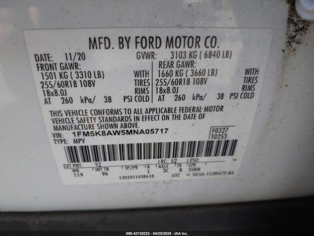 1FM5K8AW5MNA05717 Ford Police Interceptor