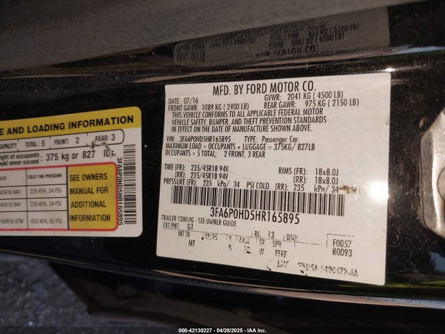 3FA6P0HD5HR165895 Ford FUSION SE