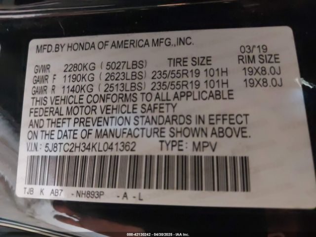 2019 ACURA RDX 5J8TC2H34KL041362 Photo 8