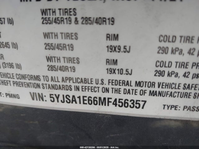 2021 TESLA MODEL S 5YJSA1E66MF456357 Photo 8