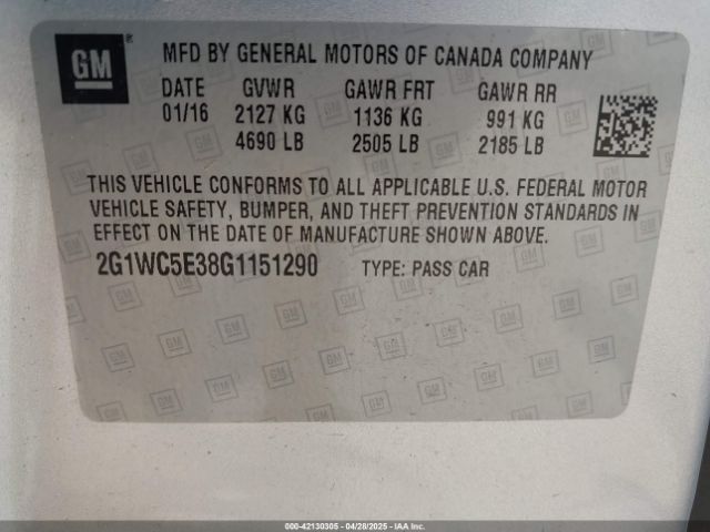 2G1WC5E38G1151290 Chevrolet Impala Limited Ltz