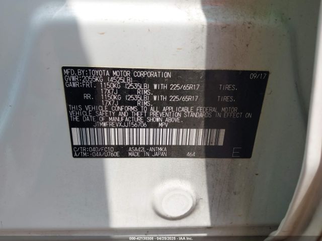 JTMWFREVXJJ156706 Toyota Rav4 Xle