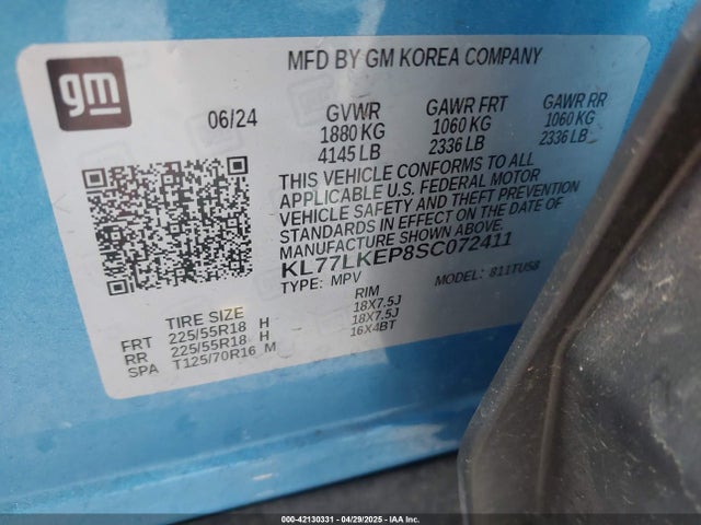 KL77LKEP8SC072411 Chevrolet Trax Fwd Activ
