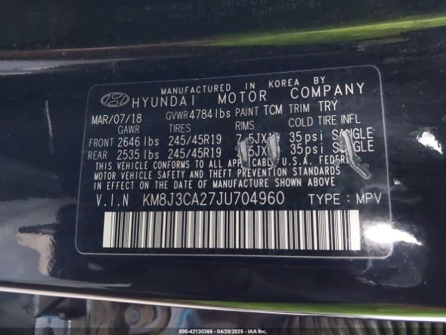 KM8J3CA27JU704960 Hyundai Tucson Value