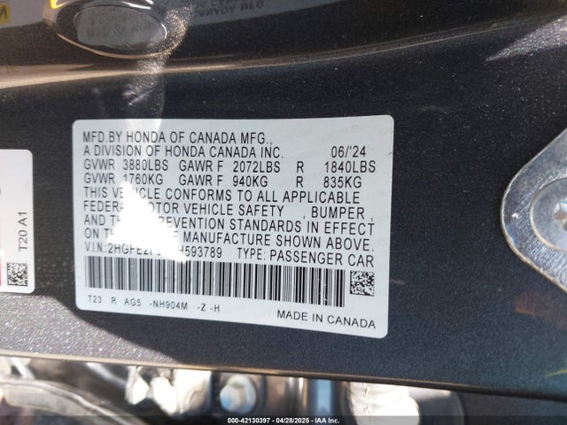 Honda Civic Sport 2024 2HGFE2F51RH593789 Image 9