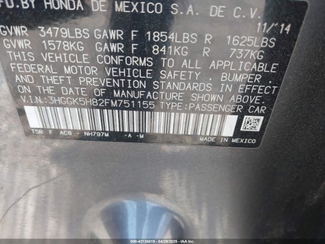 3HGGK5H82FM751155 Honda Fit Ex/ex-l