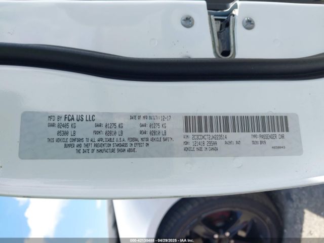 2C3CDXCT2JH223514 Dodge Charger R/t Rwd