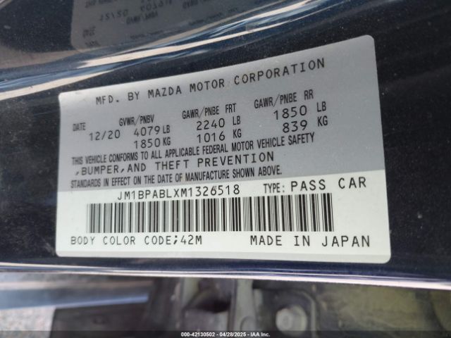 2021 MAZDA MAZDA3 JM1BPABLXM1326518 Photo 8