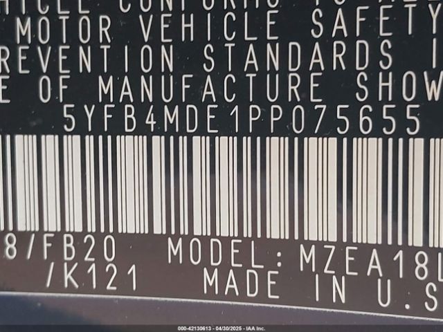 5YFB4MDE1PP075655 Toyota COROLLA LE
