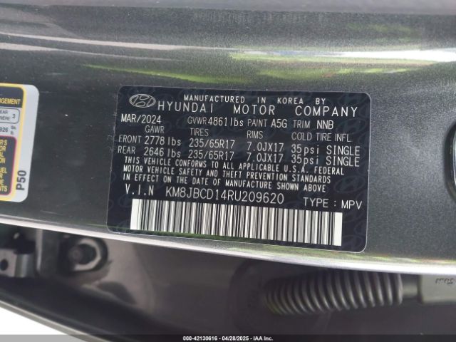 KM8JBCD14RU209620 Hyundai Tucson Hybrid Blue