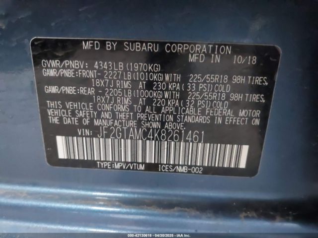 JF2GTAMC4K8261461 Subaru Crosstrek 2.0i Limited
