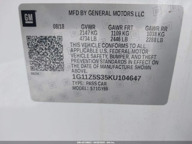 1G11Z5S35KU104647 Chevrolet IMPALA LT