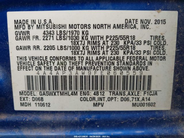 2015 MITSUBISHI OUTLANDER SPORT 4A4AP3AW9FE060559 Photo 8