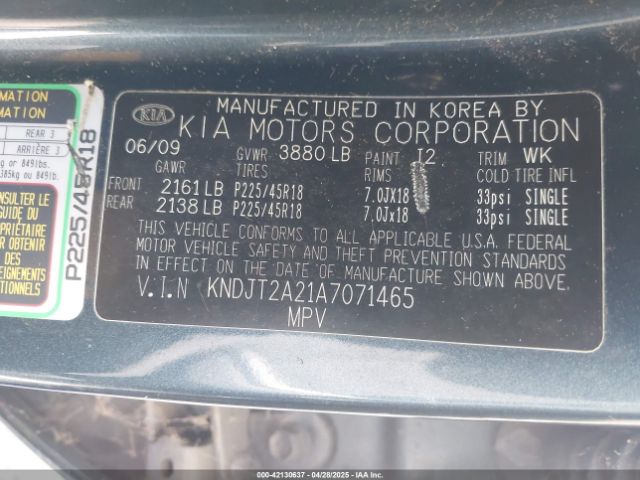 2010 KIA SOUL KNDJT2A21A7071465 Photo 8