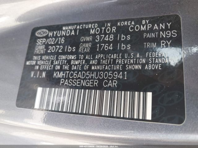 KMHTC6AD5HU305941 Hyundai Veloster