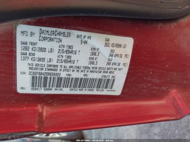 2005 CHRYSLER PACIFICA 2C8GF68425R650323 Photo 8