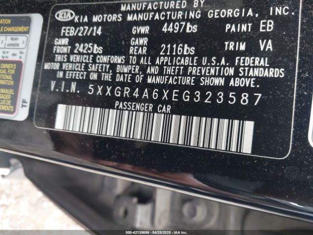 5XXGR4A6XEG323587 KIA Optima Sxl Turbo
