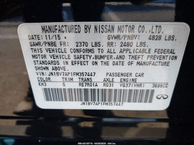 JN1BV7AP1FM357447 Infiniti Q50 Premium