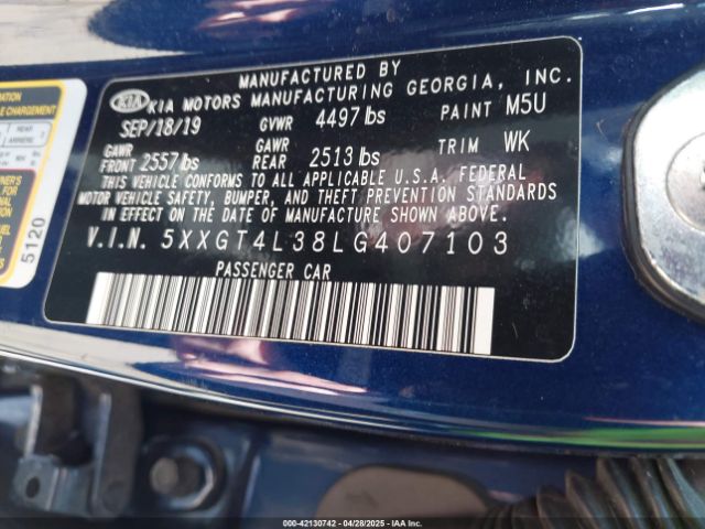 2020 KIA OPTIMA 5XXGT4L38LG407103 Photo 8