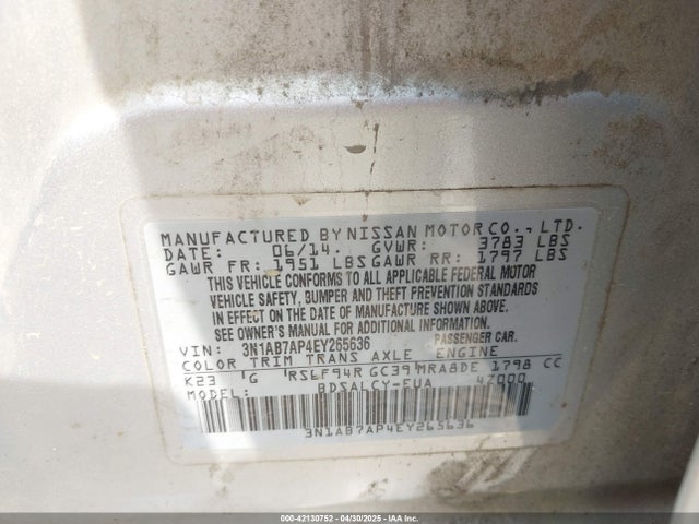 Nissan SENTRA S 2014 3N1AB7AP4EY265636 Image 9