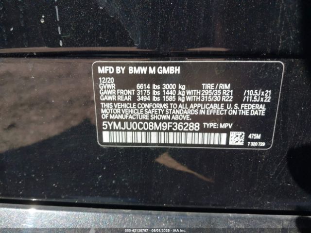 5YMJU0C08M9F36288 BMW X5 M