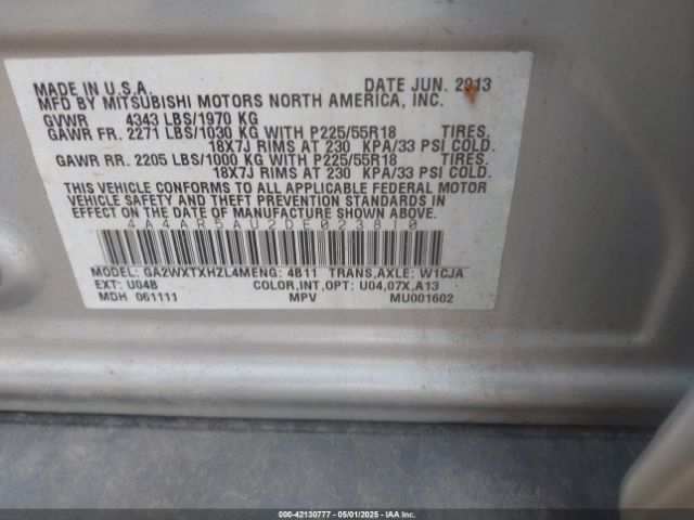 2013 MITSUBISHI OUTLANDER SPORT 4A4AR5AU2DE023810 Photo 8