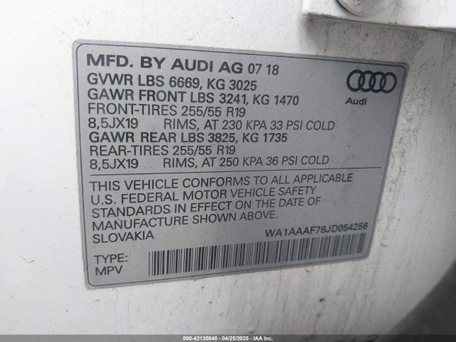 2018 AUDI Q7 WA1AAAF76JD054256 Photo 8