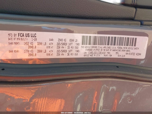 Dodge Durango 2020 1C4RDJDG1LC261410 Image 9