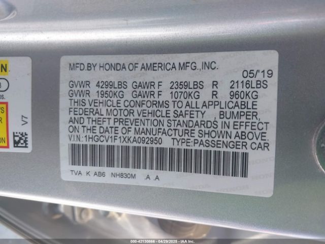 1HGCV1F1XKA092950 Honda ACCORD LX