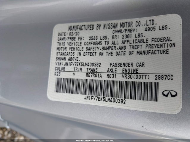 JN1FV7EK5LM400392 Infiniti Q60 Red Sport 400