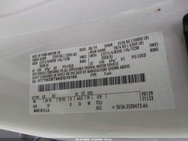 Ford 2019 2019 1FT7W2BT9KEG16186 Image 9