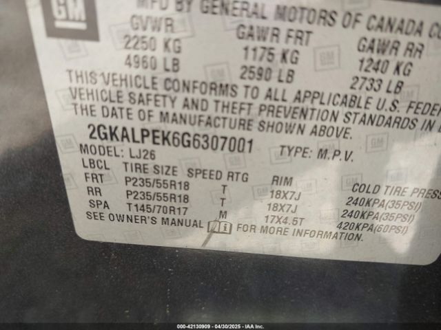2GKALPEK6G6307001 GMC Terrain Slt