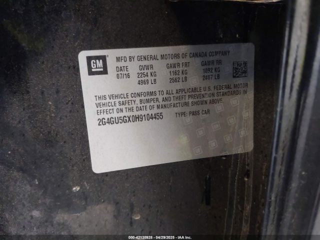 2G4GU5GX0H9104455 Buick Regal Turbo Gs