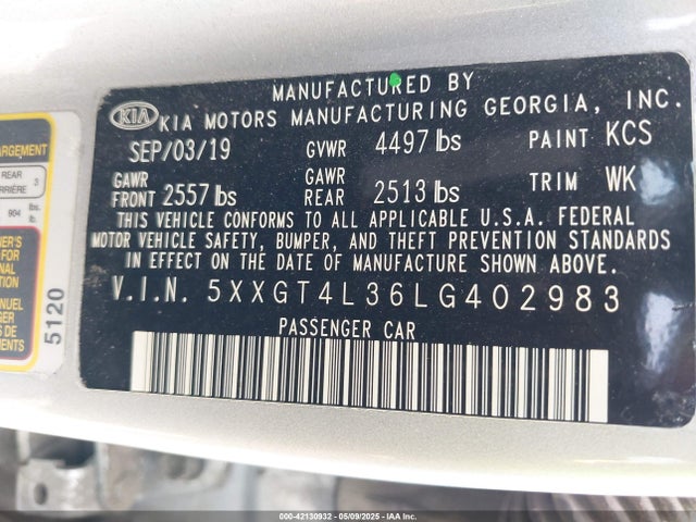 5XXGT4L36LG402983 KIA gdi