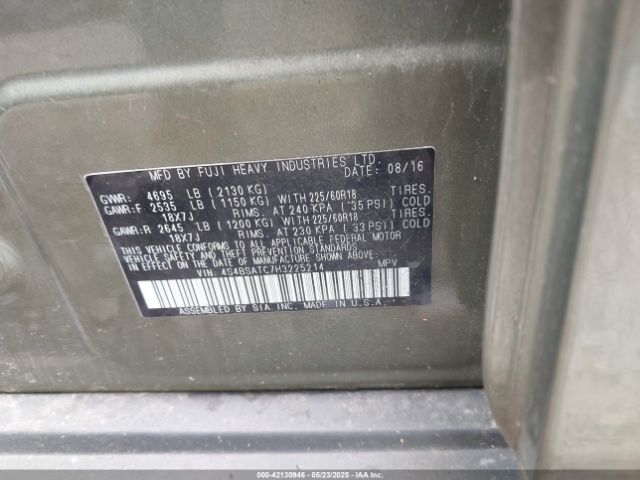 4S4BSATC7H3225214 Subaru Outback 2.5i Touring