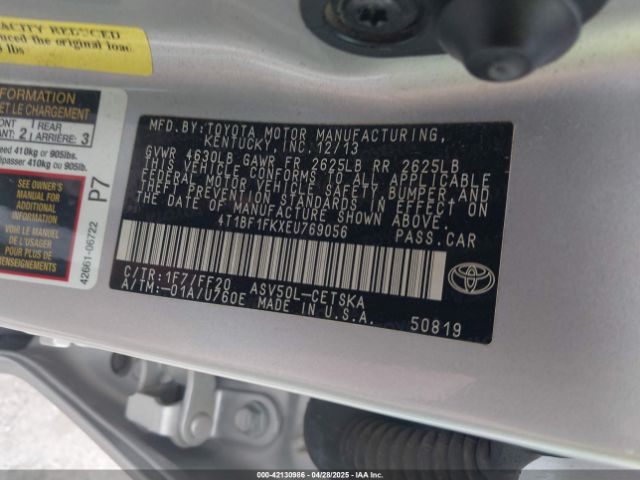 4T1BF1FKXEU769056 Toyota CAMRY SE