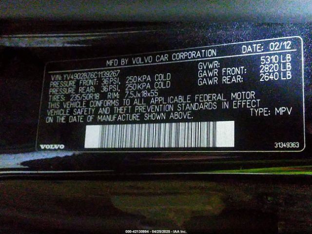 2012 VOLVO XC70 YV4902BZ6C1139267 Photo 8