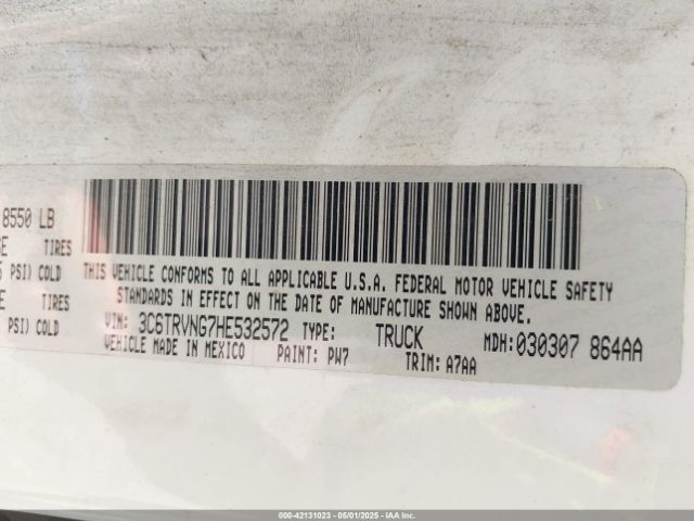3C6TRVNG7HE532572 RAM Promaster 1500 Low Roof 118 Wb