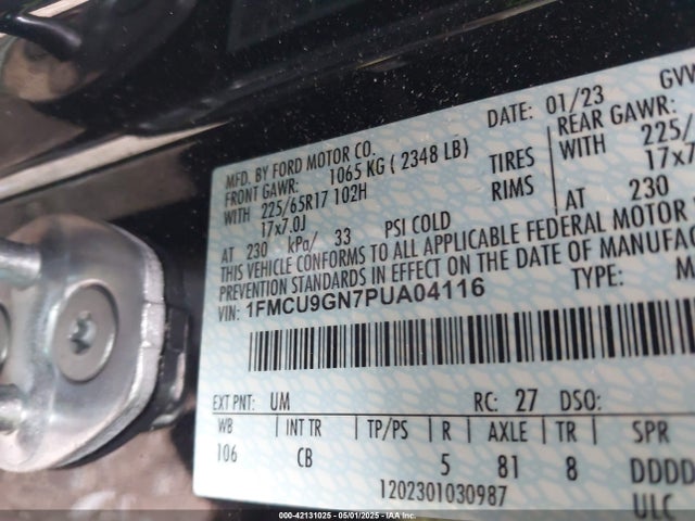 1FMCU9GN7PUA04116 Ford Escape Active