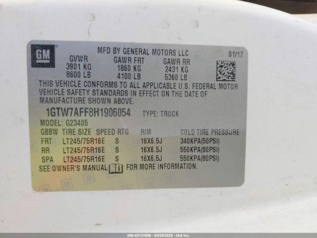 1GTW7AFF8H1906054 GMC Savana 2500 Work Van
